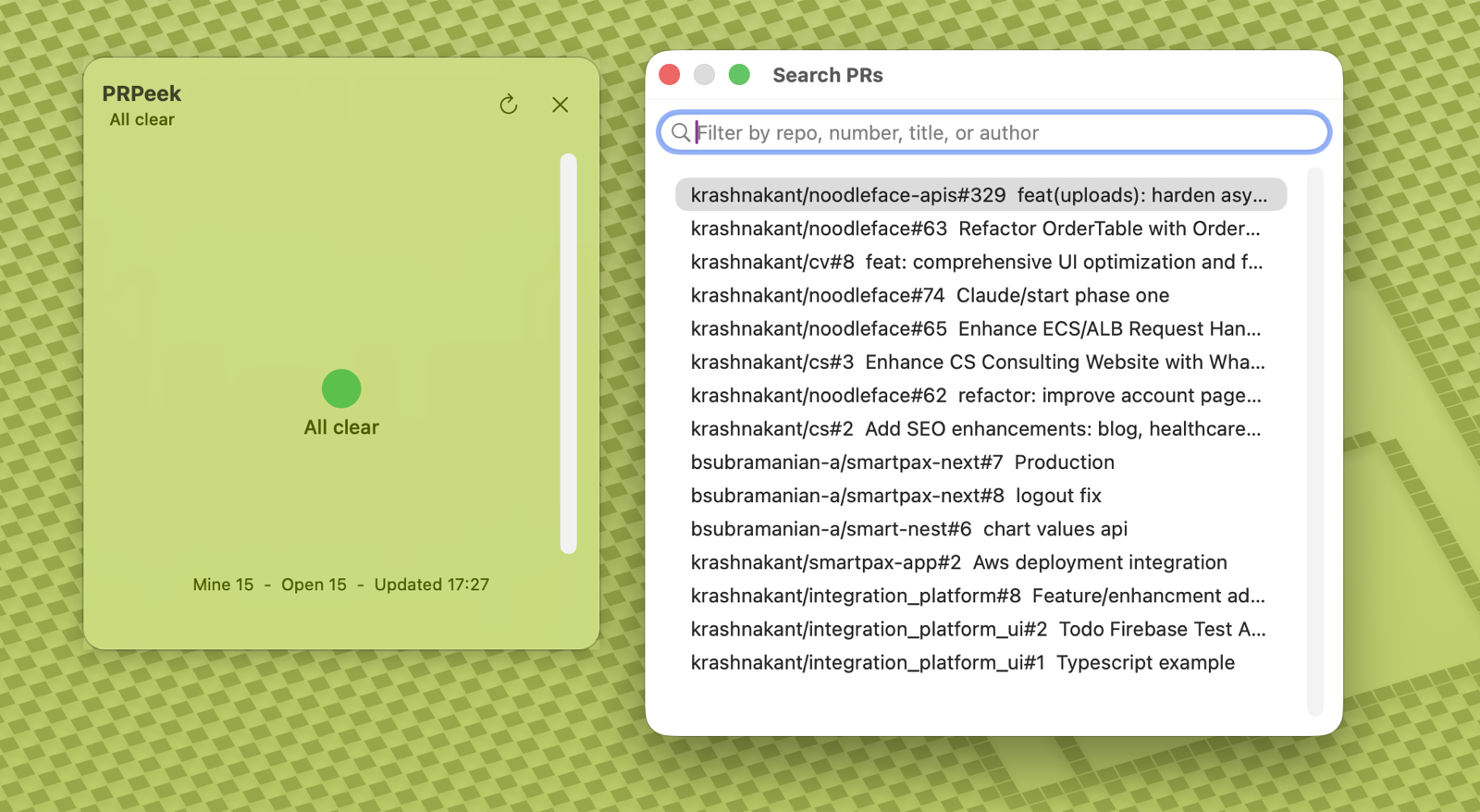 The always-on desktop panel and the keyboard-first Search window